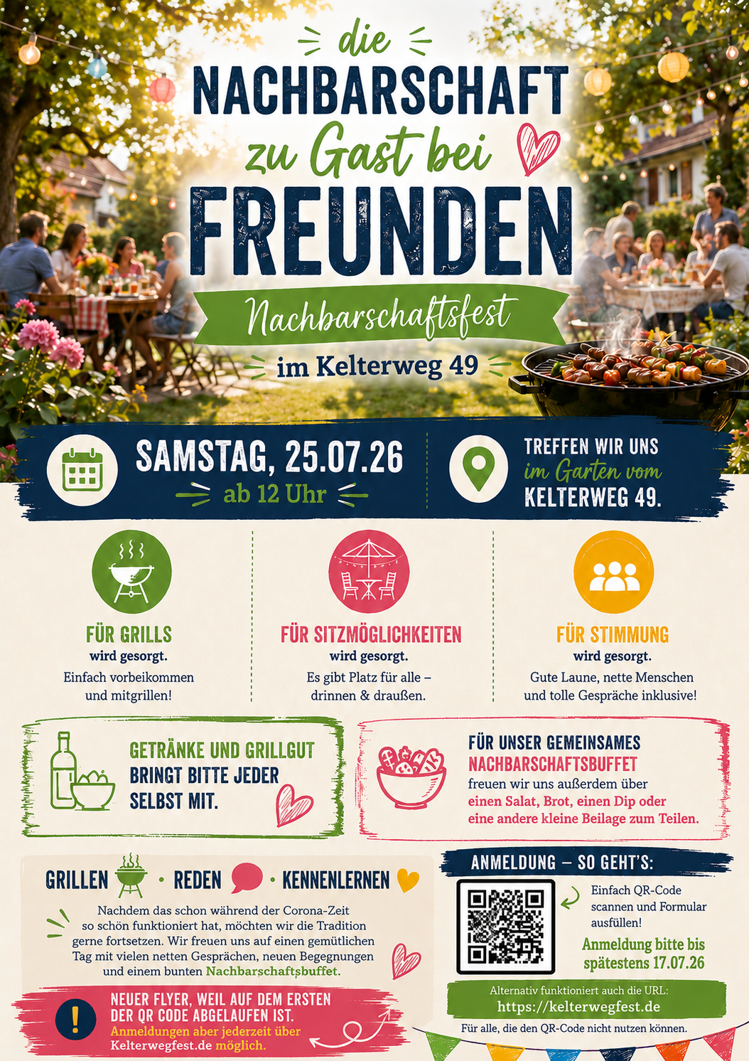 Aktueller Flyer zum Kelterwegfest am 25. Juli 2026